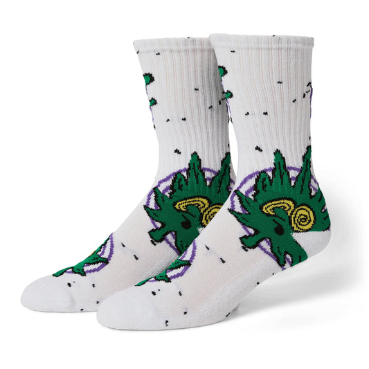 Huf - Green Buddy Hypnosis Socks - White