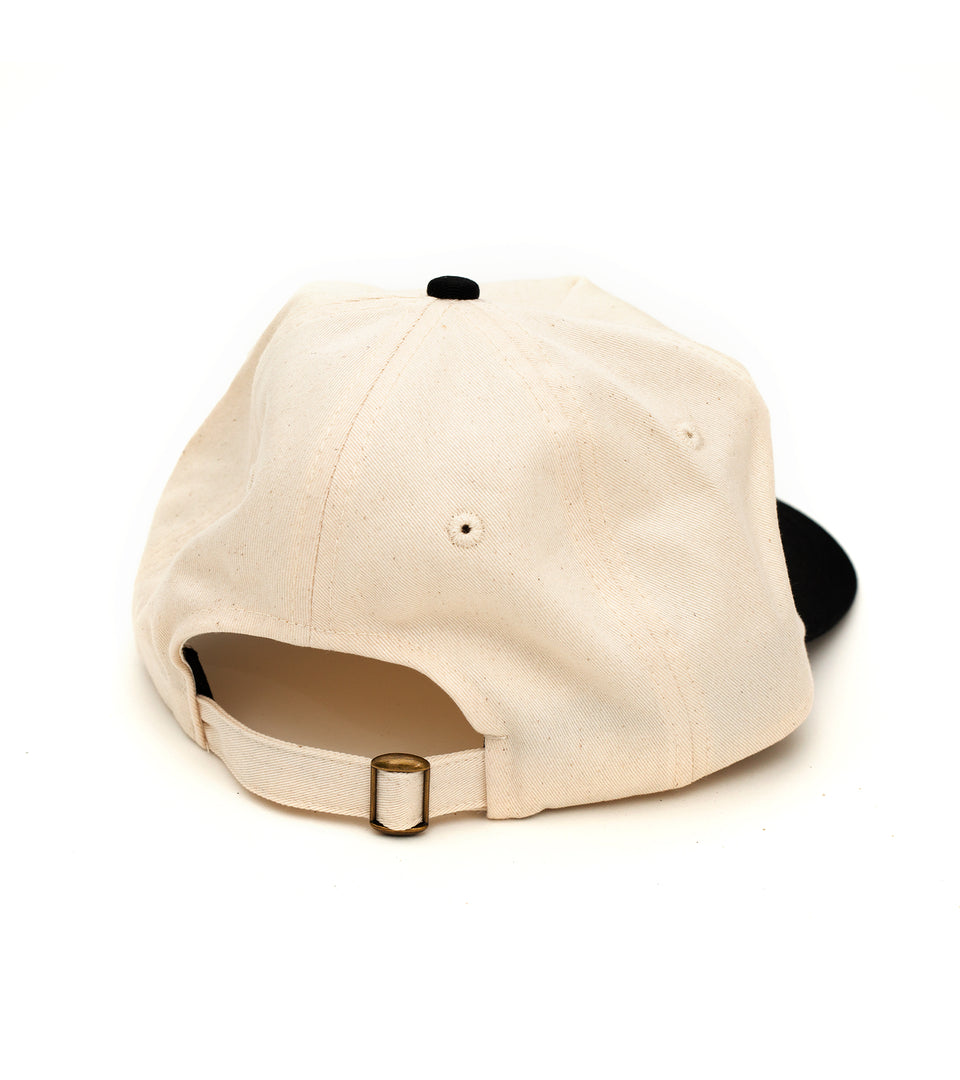 First T - Unstructured Five Panel Cap -Natural / Black