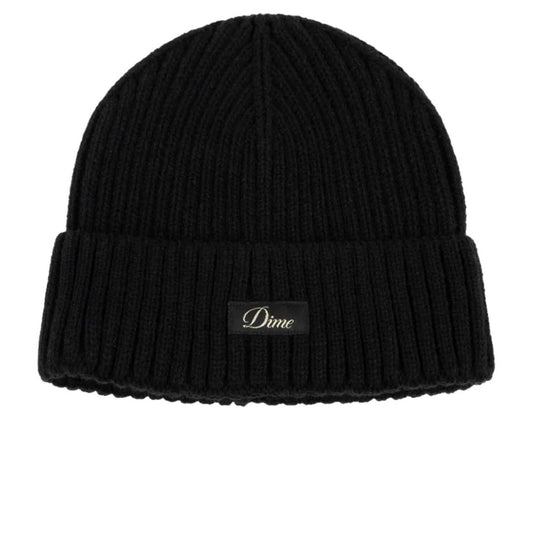 Dime  - Cursive Big Rib Beanie - Black