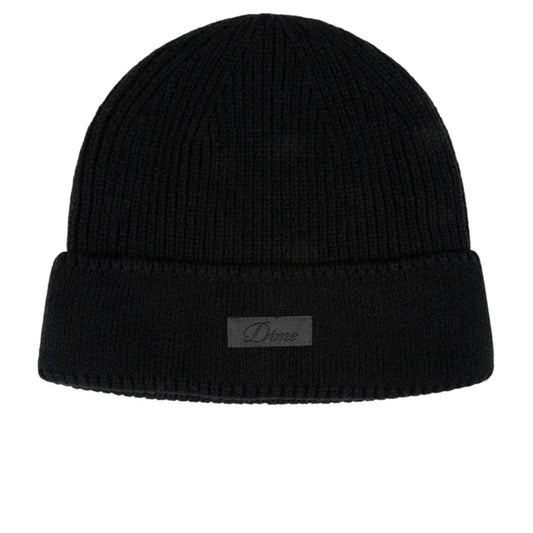 Dime  - Cursive Mini Rib Beanie - Blackout