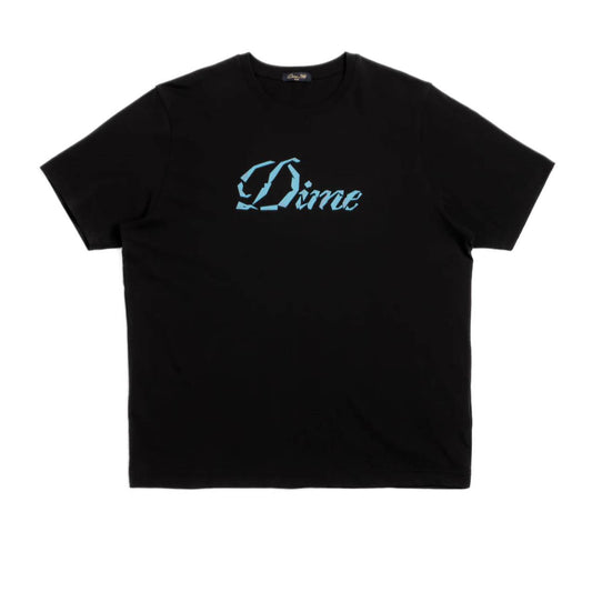 Dime -  Cursive Denim Baby T - Black