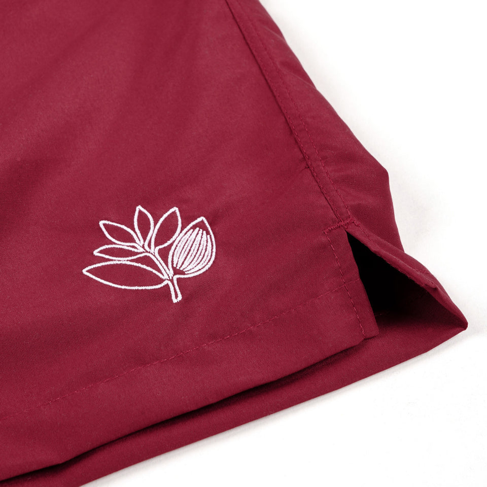 Magenta - Plant Swim Shorts - Burgundy