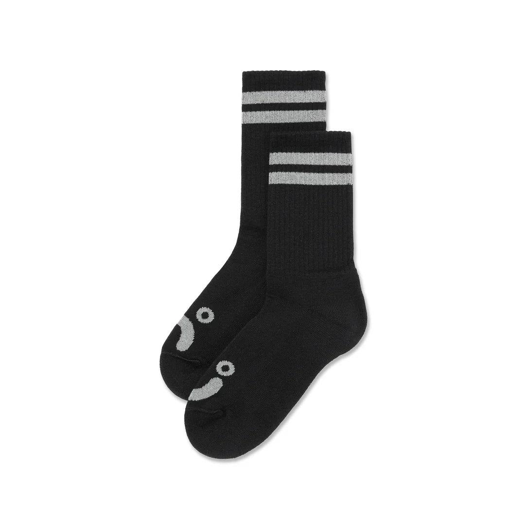 Polar - Happy Sad Rib Socks - Black / Grey