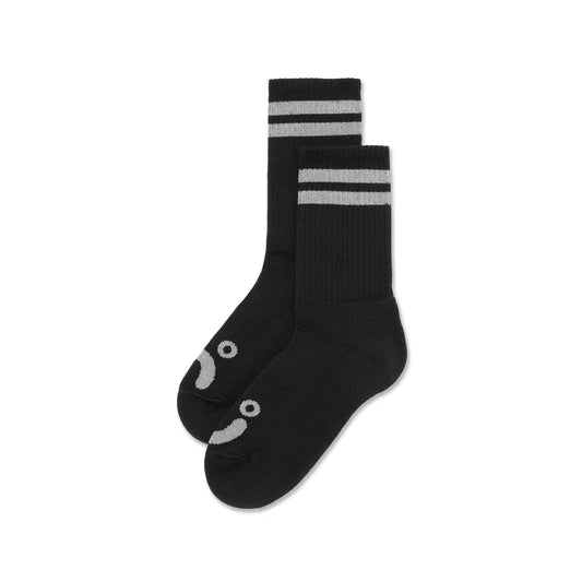 Polar - Happy Sad Rib Socks - Black / Grey