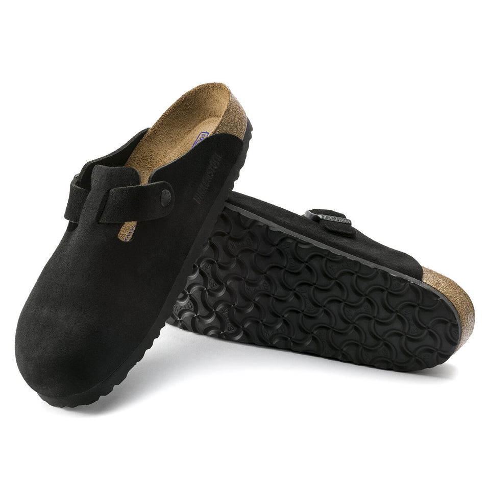 Birkenstock - Boston Soft Foot Bed - Black Suede Leather