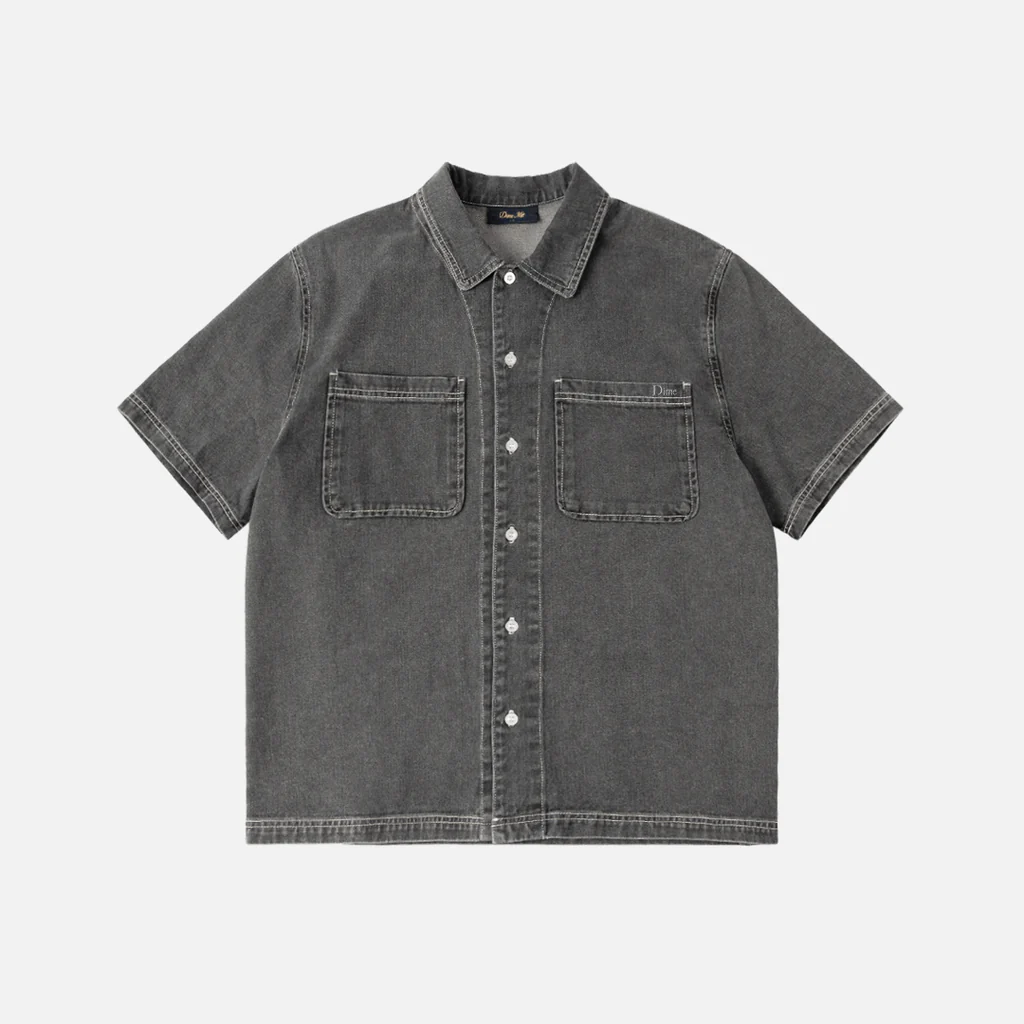 Dime -  Stonewash button up - Black Washed