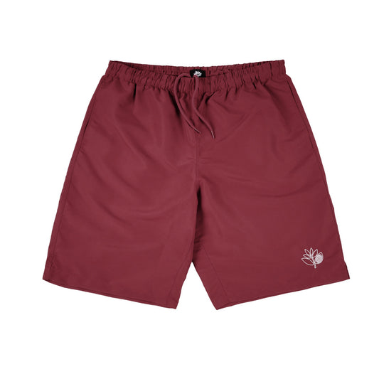 Magenta - Plant Swim Shorts - Burgundy