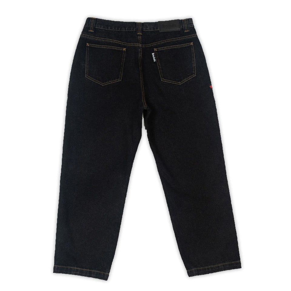 Black Curved 5 Pocket Pants in Heavy Denim