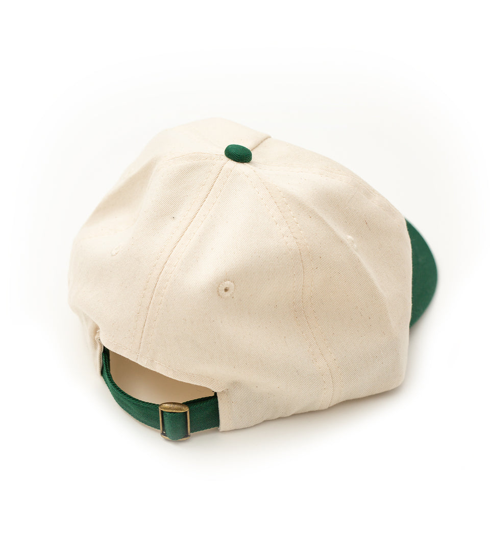 First T - Unstructured Five Panel Cap - Moss / White