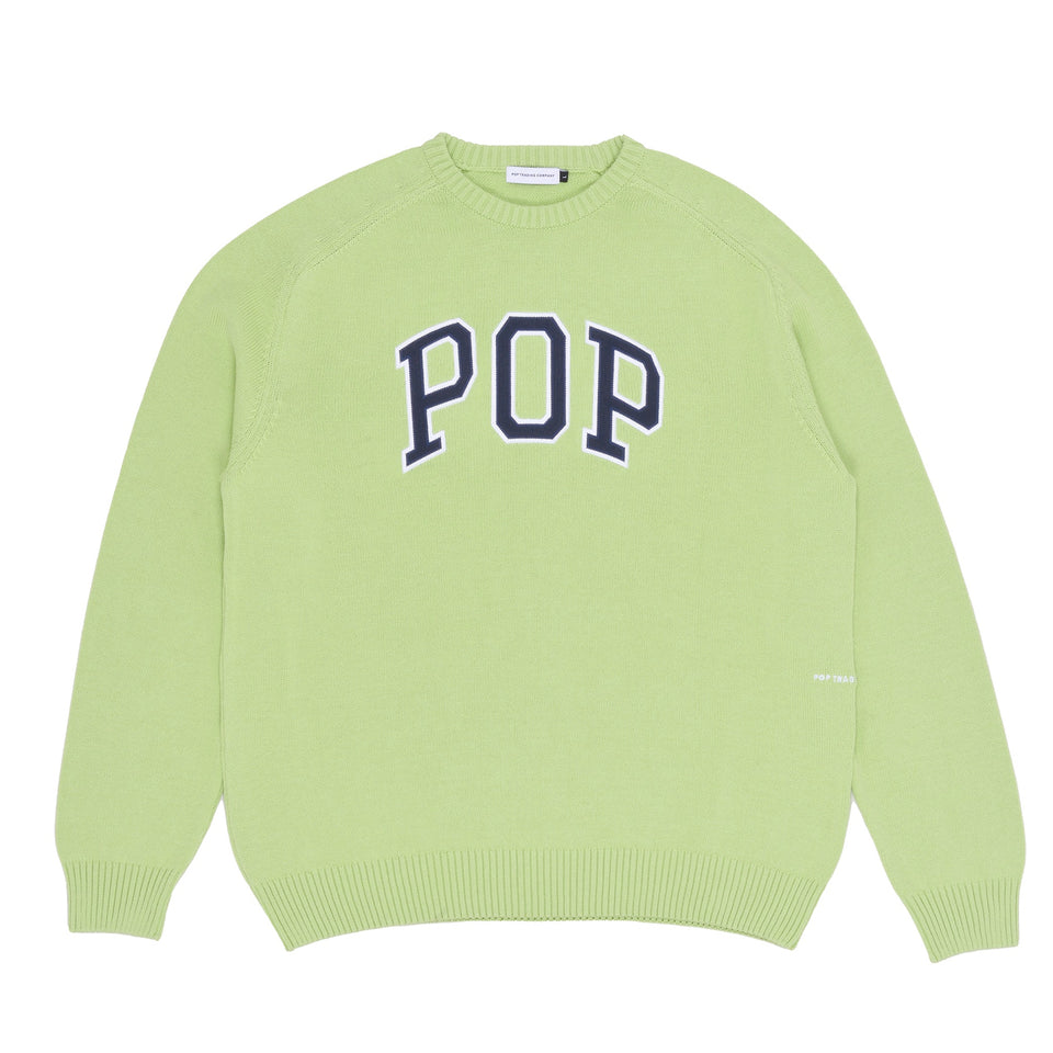 Pop Trading Company - Arch Knitted Crewneck - Jade Lime